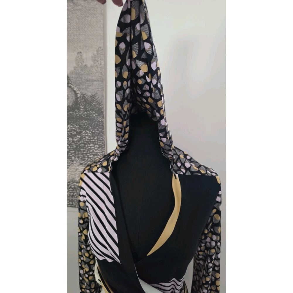 Issa London 100% Silk Jersey Hoodie Wrap Dress Boho Chic Geometric Wedding Guest - Picture 8 of 16